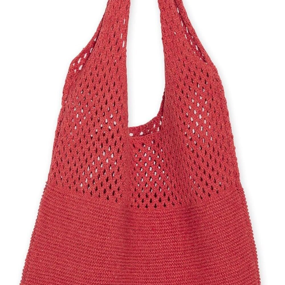 Women’s Knit Market Tote Bag Light Polyester Over-Shoulder Vacation
